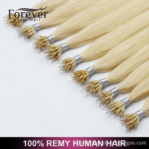 Forever wholesale professional christmas hair extension wholesale premium 100 human remy blonde #613 nano ring hair extensions
